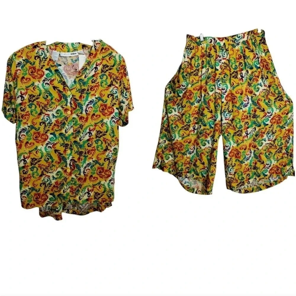 Vintage 80's CHAUS WOMEN Festival  Top & Barrel Pants size 18/ 20 Dopamine Artsy